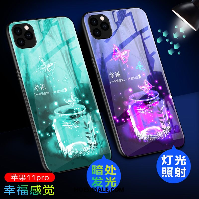 iPhone 11 Pro Hoesje Glas Lichtende Groen Hoes Mobiele Telefoon Goedkoop