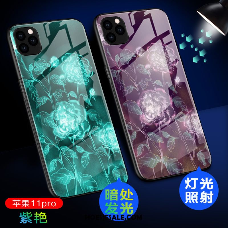 iPhone 11 Pro Hoesje Glas Lichtende Groen Hoes Mobiele Telefoon Goedkoop