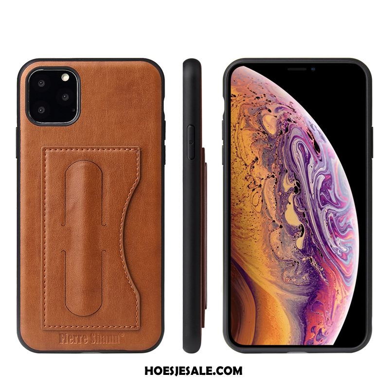 iPhone 11 Pro Hoesje Leren Etui Explosiebescherming Eenvoudige Kaart Anti-fall Winkel