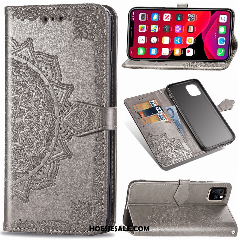 iPhone 11 Pro Hoesje Leren Etui Mobiele Telefoon Hanger Kunstleer Effen Kleur Kopen