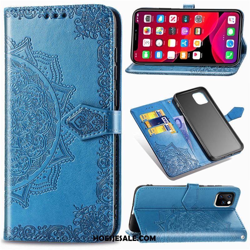 iPhone 11 Pro Hoesje Leren Etui Mobiele Telefoon Hanger Kunstleer Effen Kleur Kopen