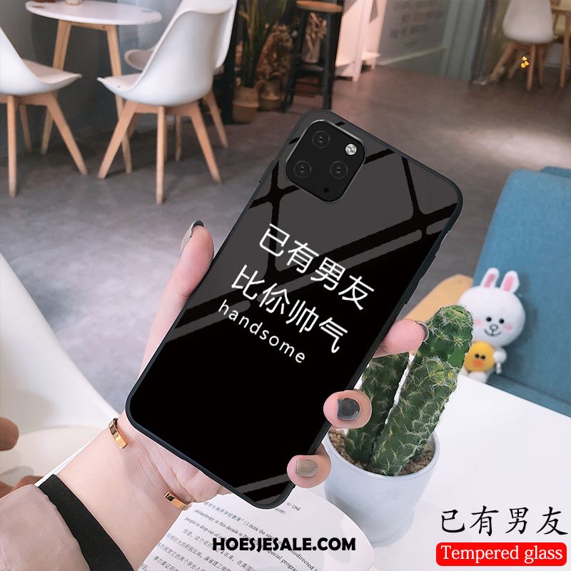 iPhone 11 Pro Max Hoesje Lovers Glas Eenvoudige Mobiele Telefoon Zwart Goedkoop