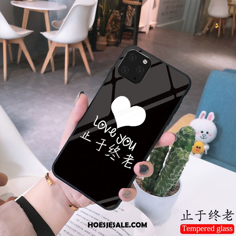 iPhone 11 Pro Max Hoesje Lovers Glas Eenvoudige Mobiele Telefoon Zwart Goedkoop