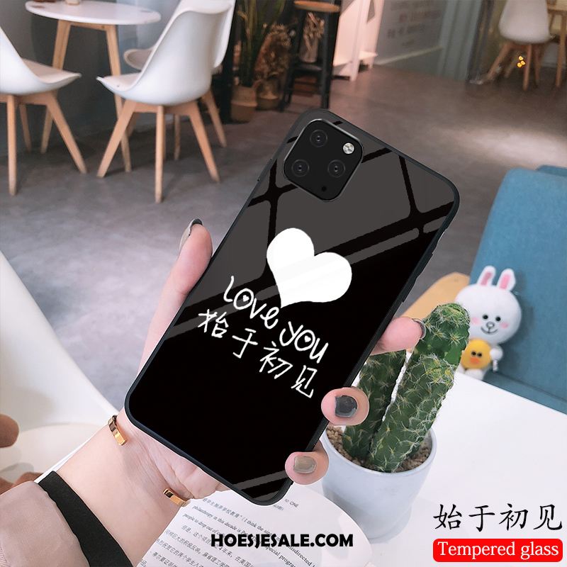 iPhone 11 Pro Max Hoesje Lovers Glas Eenvoudige Mobiele Telefoon Zwart Goedkoop