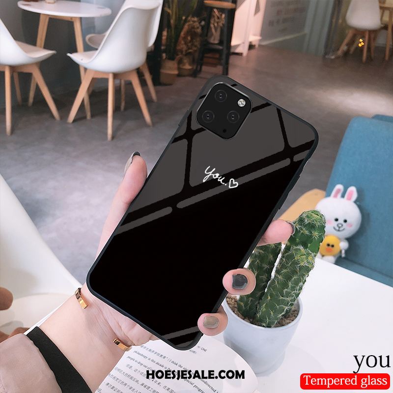iPhone 11 Pro Max Hoesje Lovers Glas Eenvoudige Mobiele Telefoon Zwart Goedkoop