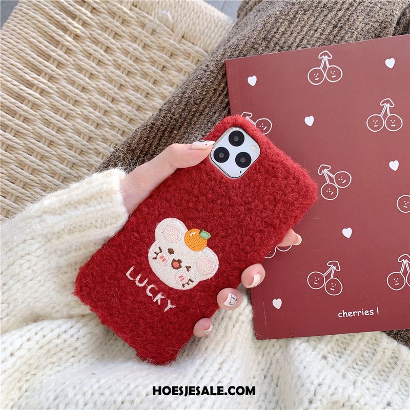 iPhone 11 Pro Max Hoesje Rood High End Borduurwerk Scheppend Zacht Aanbiedingen