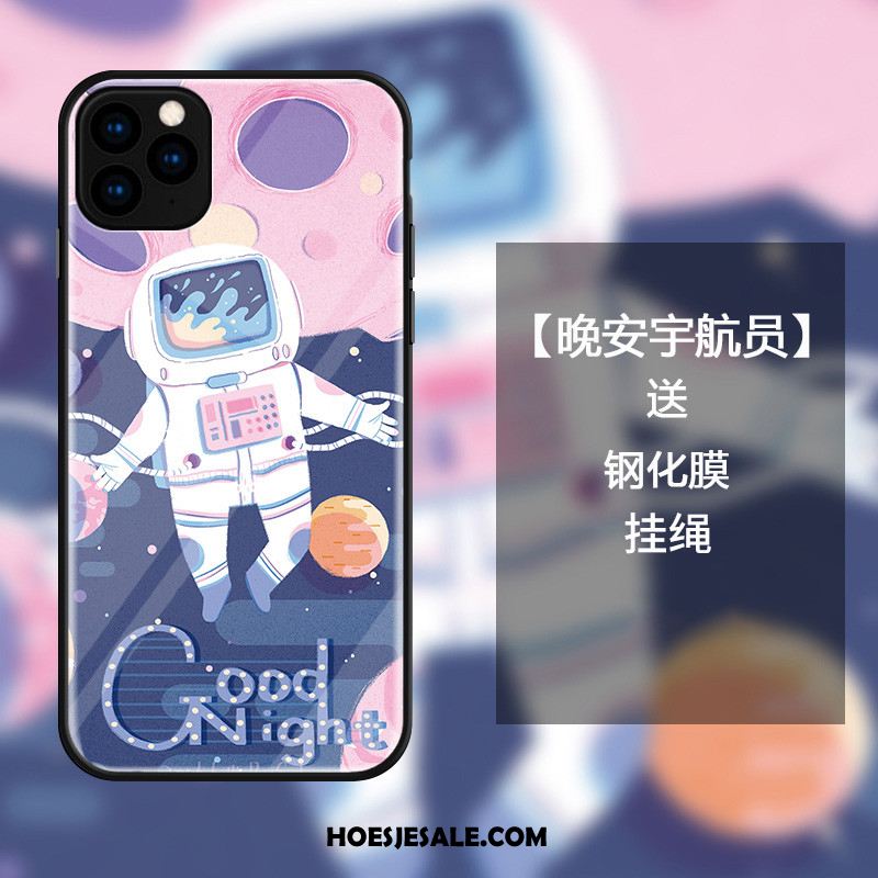 iPhone 11 Pro Max Hoesje Trend Hoes Glas Eenvoudige Blauw Goedkoop