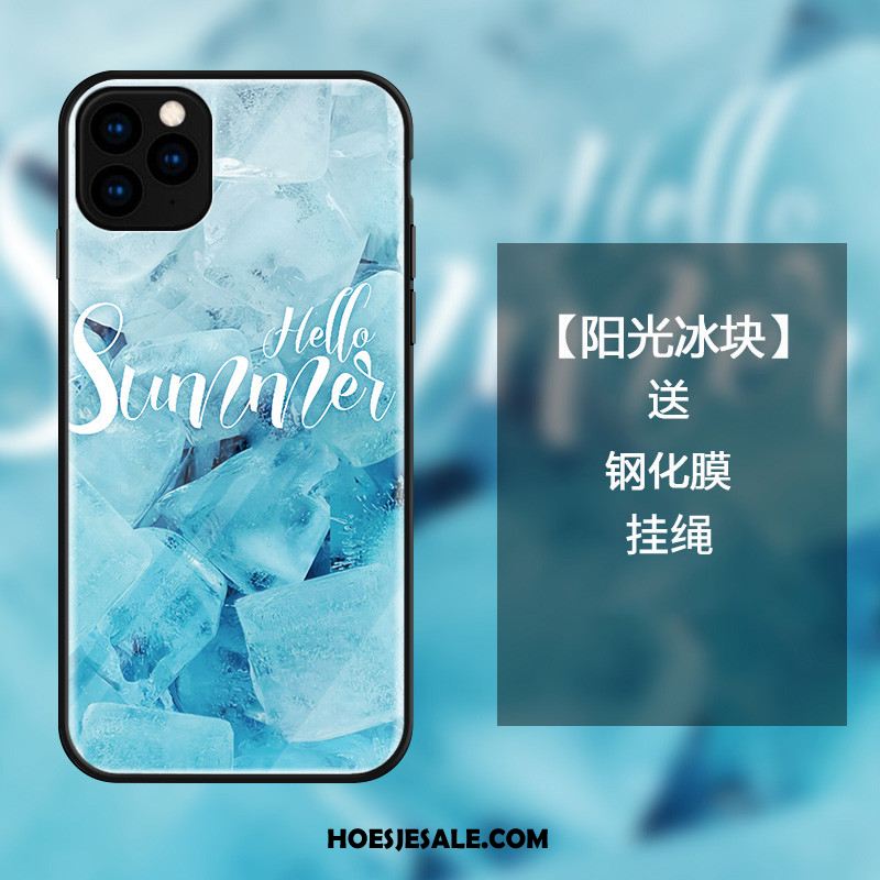 iPhone 11 Pro Max Hoesje Trend Hoes Glas Eenvoudige Blauw Goedkoop