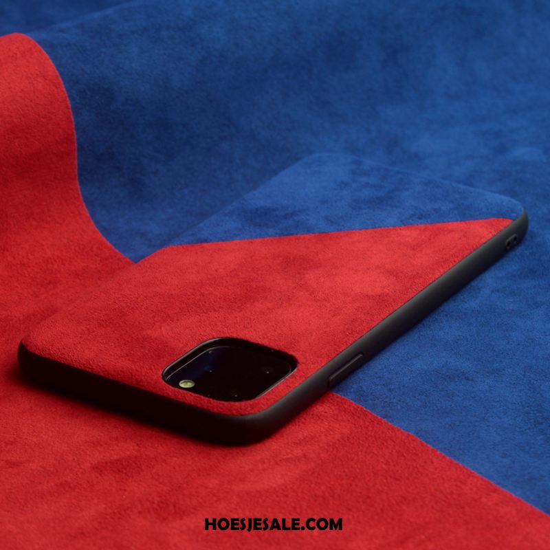 iPhone 11 Pro Max Hoesje Verbinding Twee Kleuren Suede Anti-fall Mobiele Telefoon