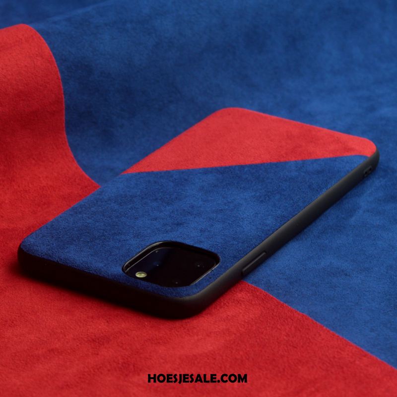 iPhone 11 Pro Max Hoesje Verbinding Twee Kleuren Suede Anti-fall Mobiele Telefoon