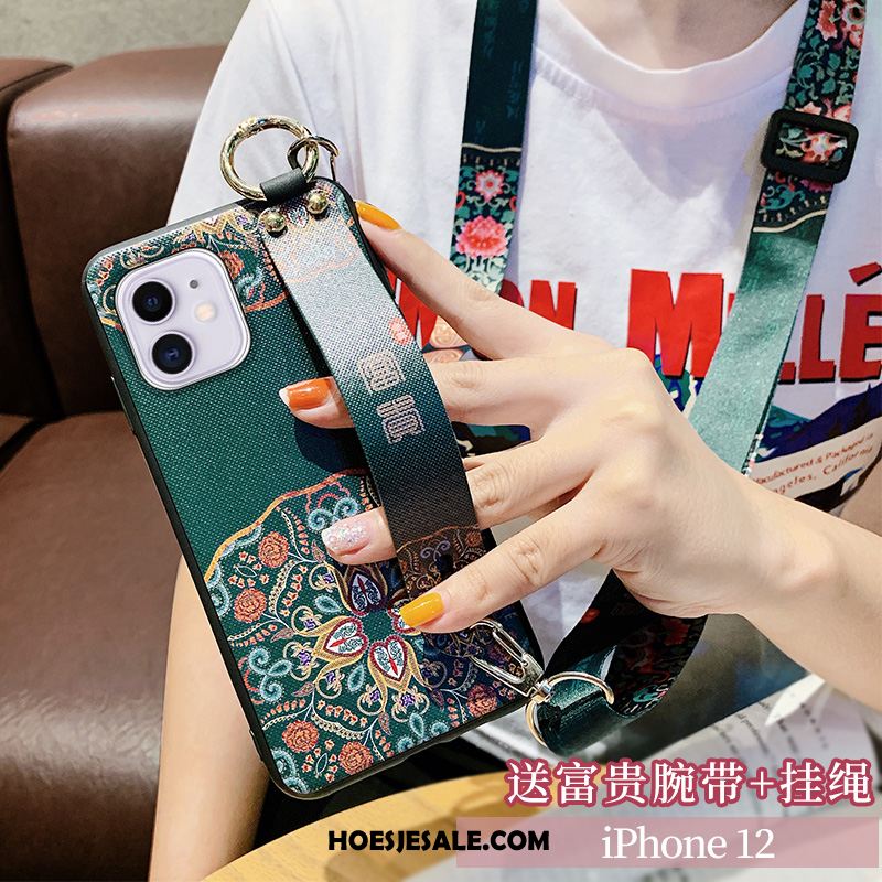 iPhone 12 Hoesje Lovers Geel Opknoping Nek Chinese Stijl Hoes Sale