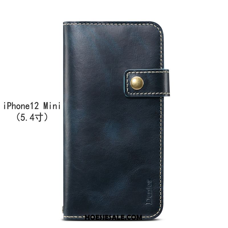 iPhone 12 Mini Hoesje Leren Etui Anti-fall Folio Bescherming Hoes Sale