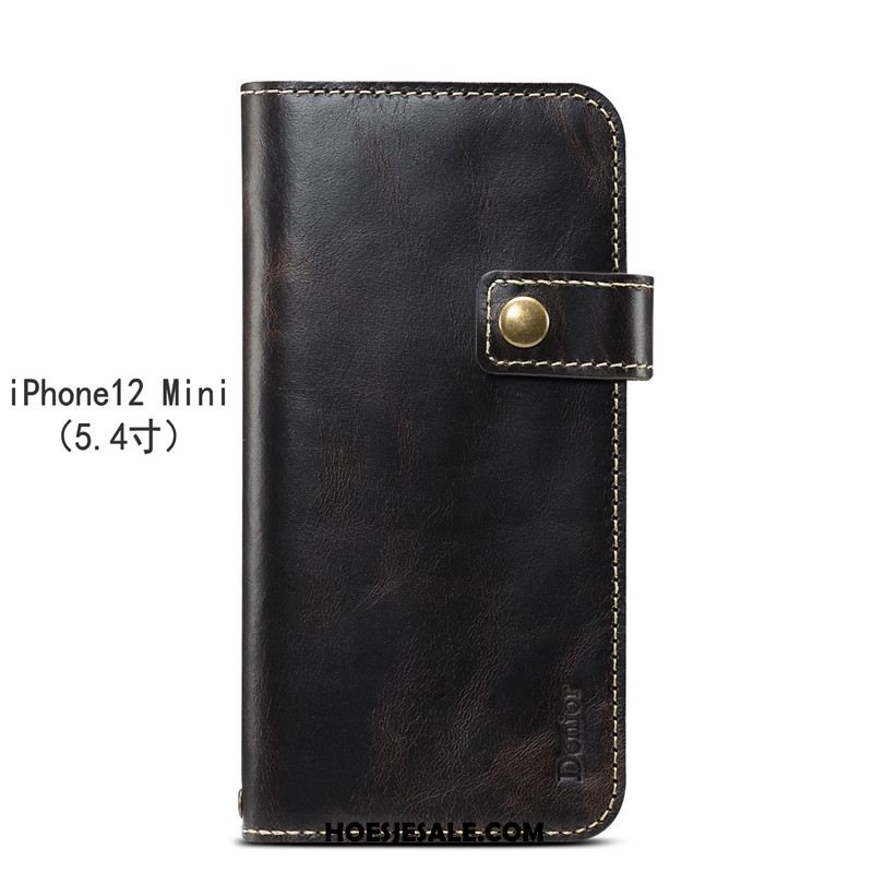 iPhone 12 Mini Hoesje Leren Etui Anti-fall Folio Bescherming Hoes Sale