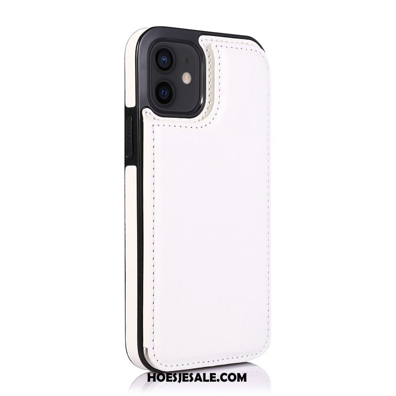 iPhone 12 Mini Hoesje Leren Etui Kaart Trend Zwart Mobiele Telefoon Korting