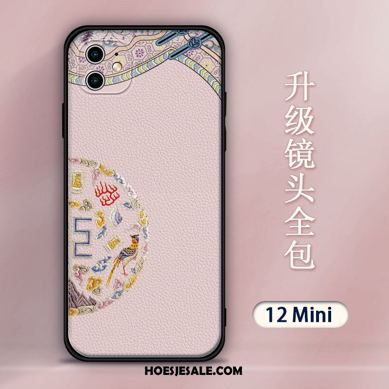 iPhone 12 Mini Hoesje Persoonlijk Borduurwerk Hanger Reliëf Chinese Stijl Kopen