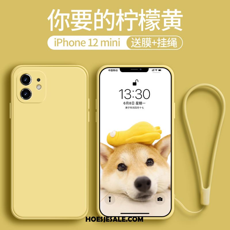 iPhone 12 Mini Hoesje Siliconen Mobiele Telefoon Khaki Bescherming All Inclusive Goedkoop