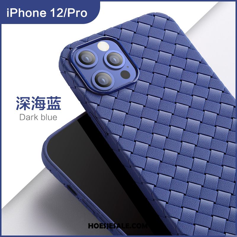 iPhone 12 Pro Hoesje Anti-fall Net Red Weven Blauw Siliconen Kopen