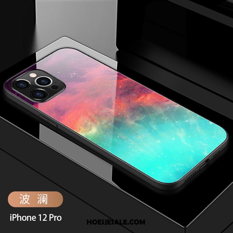 iPhone 12 Pro Hoesje Glas Purper Siliconen Scheppend Spiegel Sale