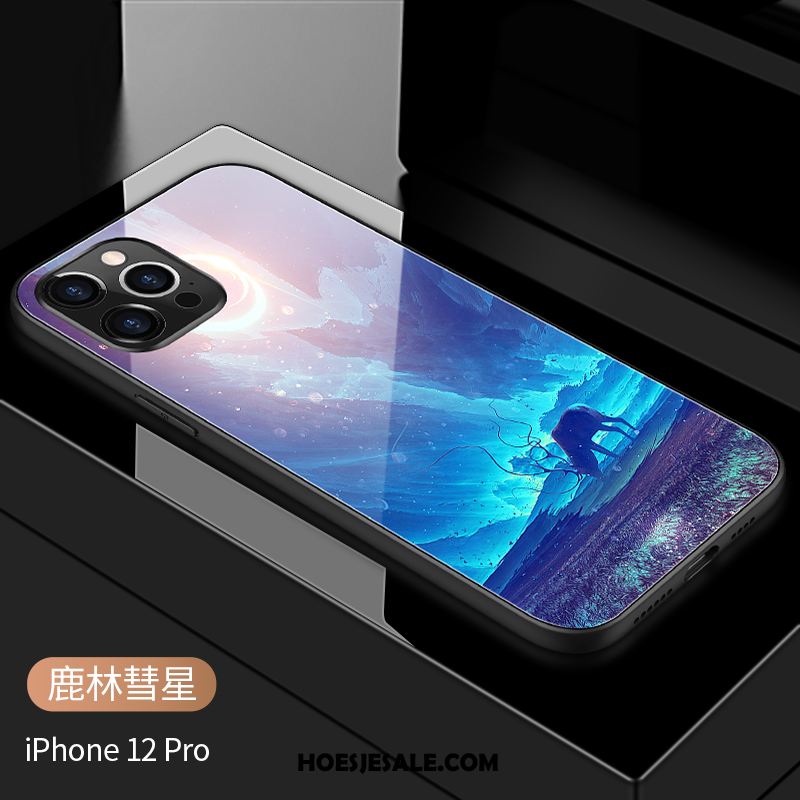 iPhone 12 Pro Hoesje Glas Purper Siliconen Scheppend Spiegel Sale