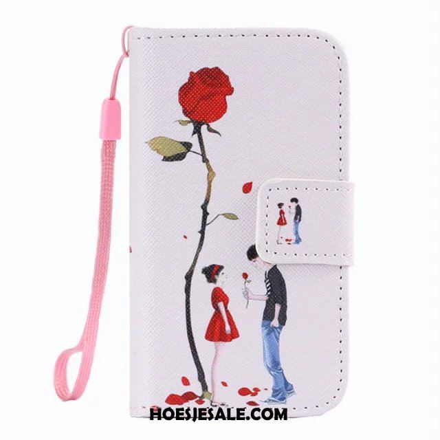 iPhone 5 / 5s Hoesje Bescherming Anti-fall Wit Leren Etui Clamshell Winkel