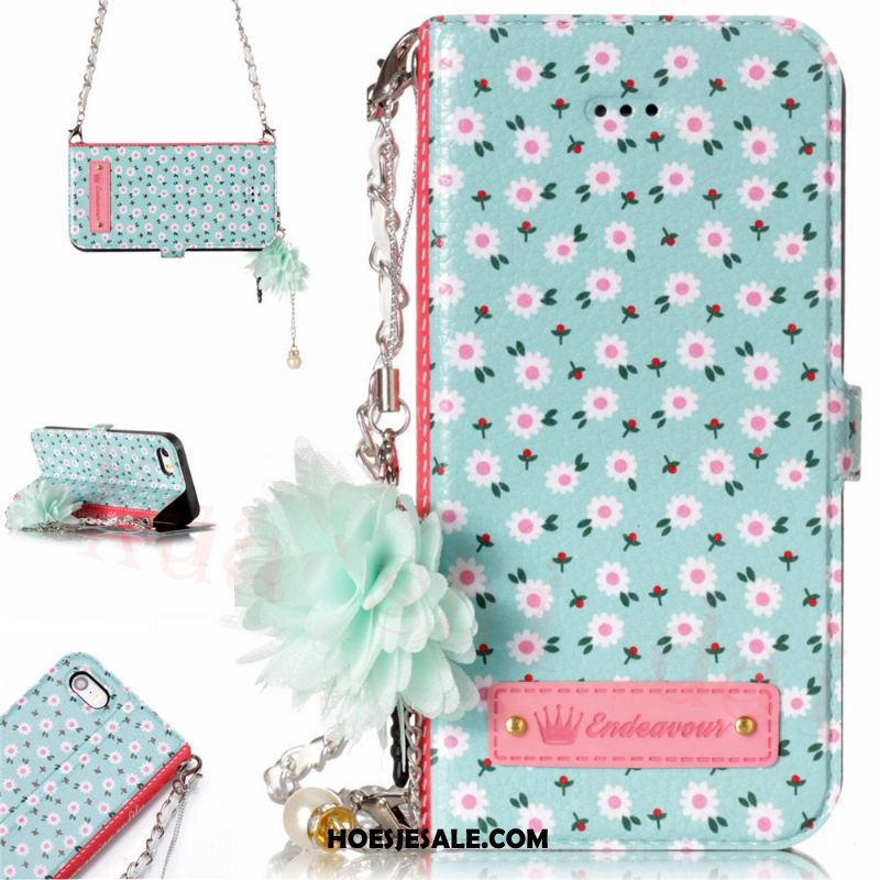 iPhone 5 / 5s Hoesje Doek Folio Driedimensionaal Leren Etui Bloemen Kopen