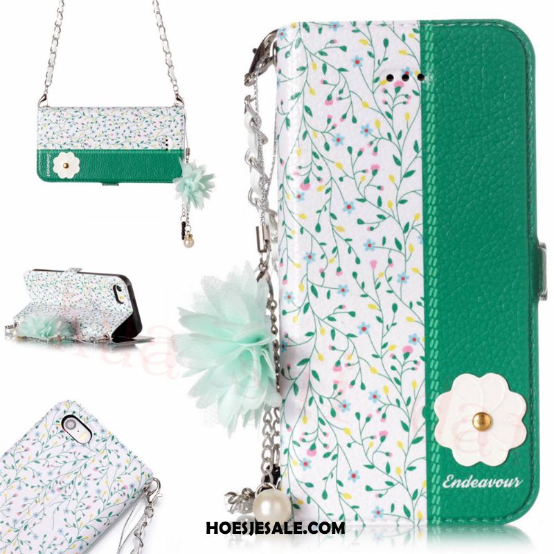 iPhone 5 / 5s Hoesje Doek Folio Driedimensionaal Leren Etui Bloemen Kopen