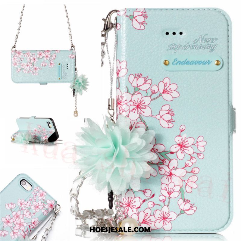 iPhone 5 / 5s Hoesje Doek Folio Driedimensionaal Leren Etui Bloemen Kopen