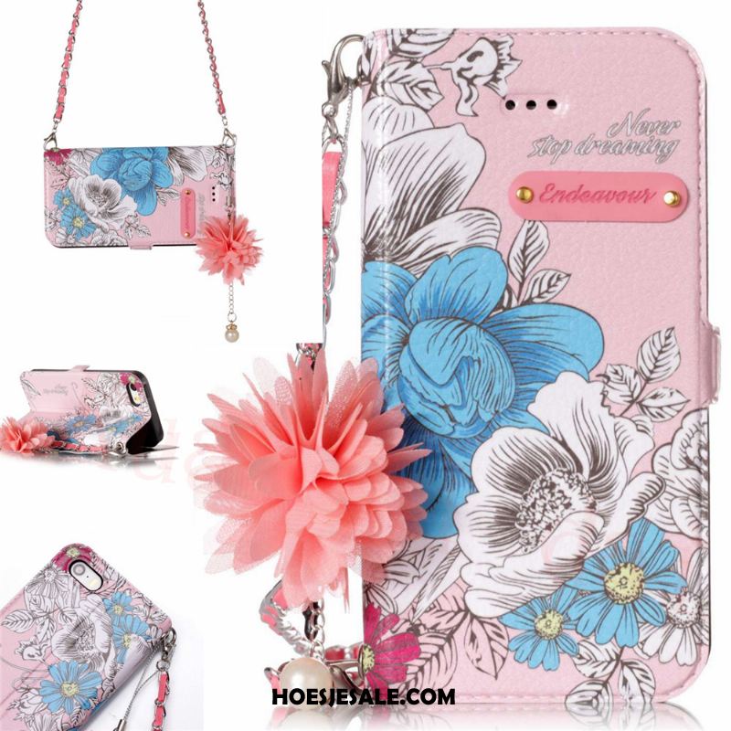 iPhone 5 / 5s Hoesje Doek Folio Driedimensionaal Leren Etui Bloemen Kopen