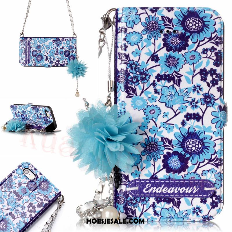 iPhone 5 / 5s Hoesje Doek Folio Driedimensionaal Leren Etui Bloemen Kopen