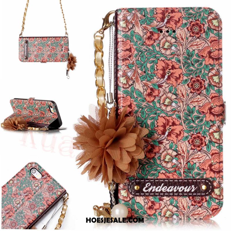 iPhone 5 / 5s Hoesje Doek Folio Driedimensionaal Leren Etui Bloemen Kopen