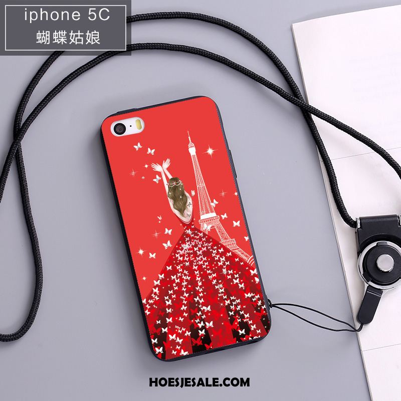 iPhone 5c Hoesje Roze Anti-fall Siliconen Hoes Hanger Winkel