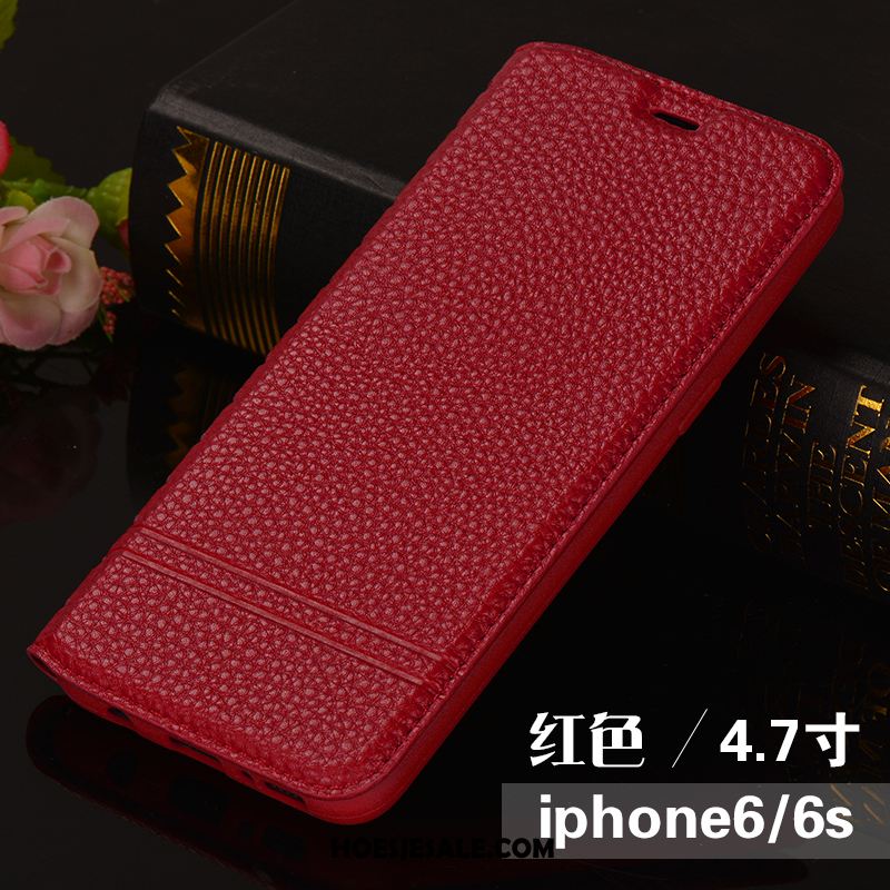 iPhone 6 / 6s Hoesje Leren Etui Mobiele Telefoon Zacht Rood Hoes Sale