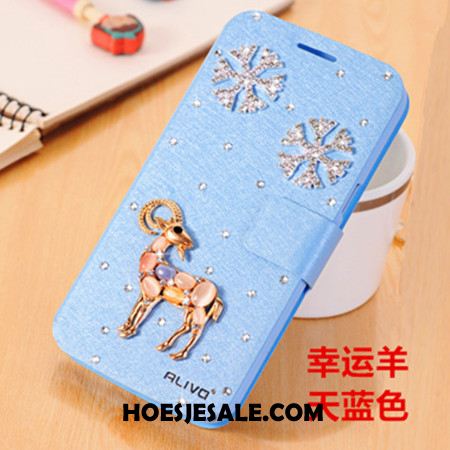 iPhone 6 / 6s Hoesje Mobiele Telefoon Leren Etui Hoes Clamshell Blauw Goedkoop