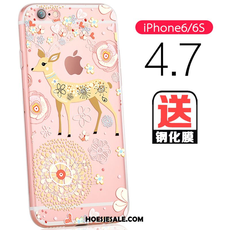 iPhone 6 / 6s Hoesje Roze Net Red Siliconen Doorzichtig Bescherming Korting