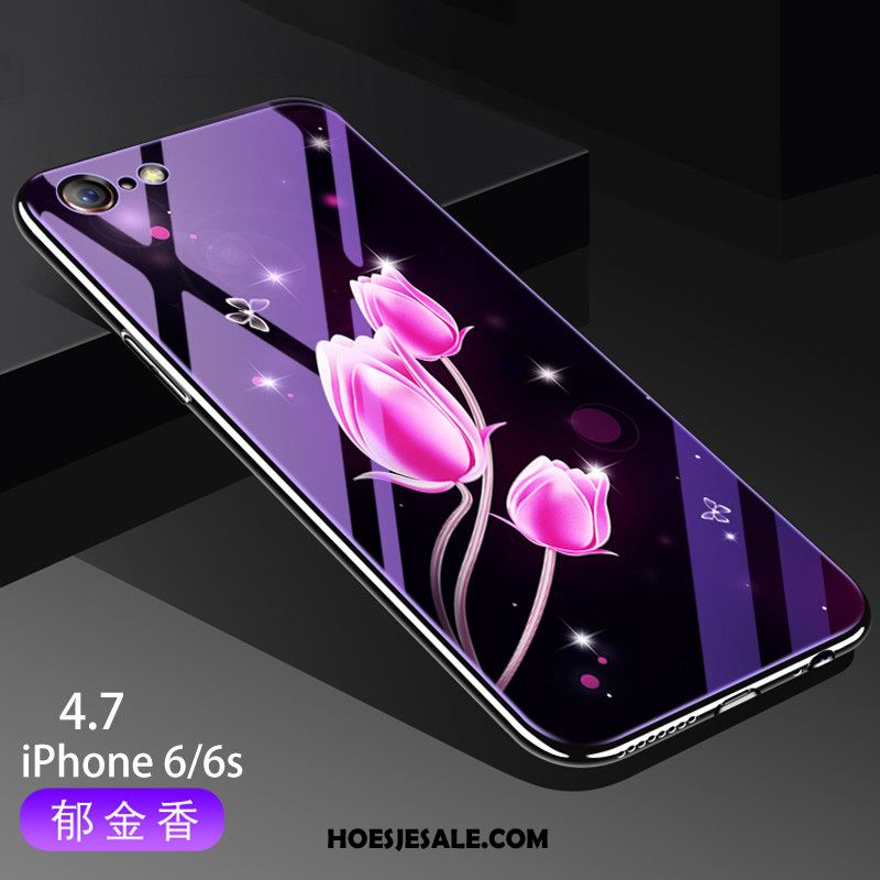iPhone 6 / 6s Hoesje Siliconen Glas Purper Bescherming Mobiele Telefoon Korting