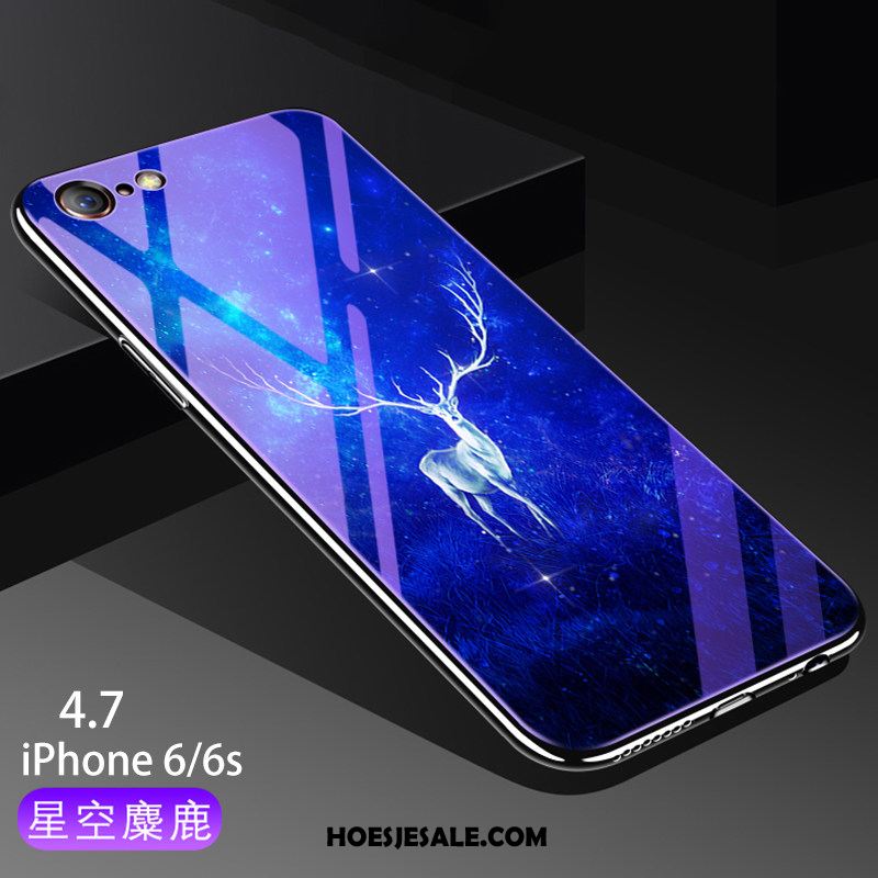 iPhone 6 / 6s Hoesje Siliconen Glas Purper Bescherming Mobiele Telefoon Korting