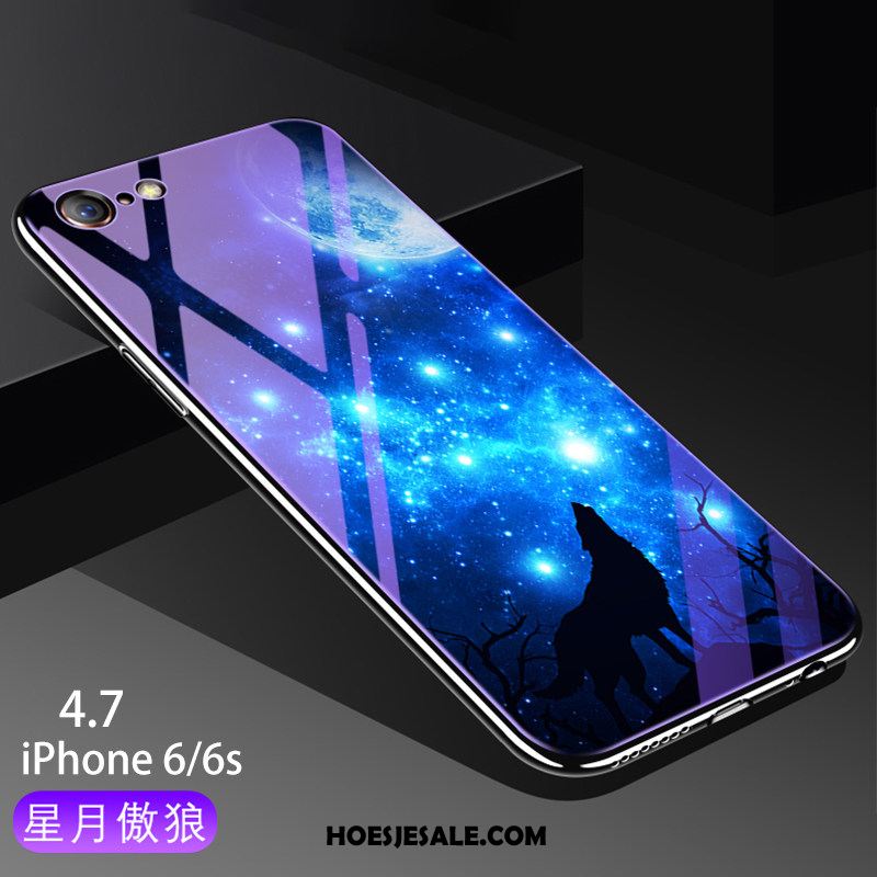 iPhone 6 / 6s Hoesje Siliconen Glas Purper Bescherming Mobiele Telefoon Korting