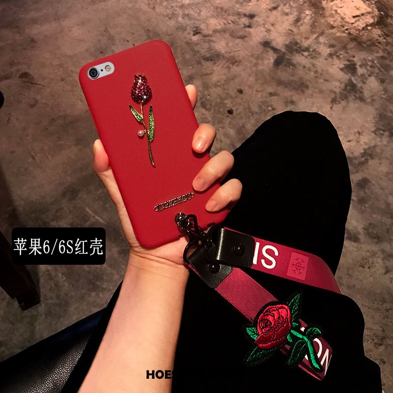iPhone 6 / 6s Hoesje Siliconen Persoonlijk Rood Mode Bloemen Goedkoop