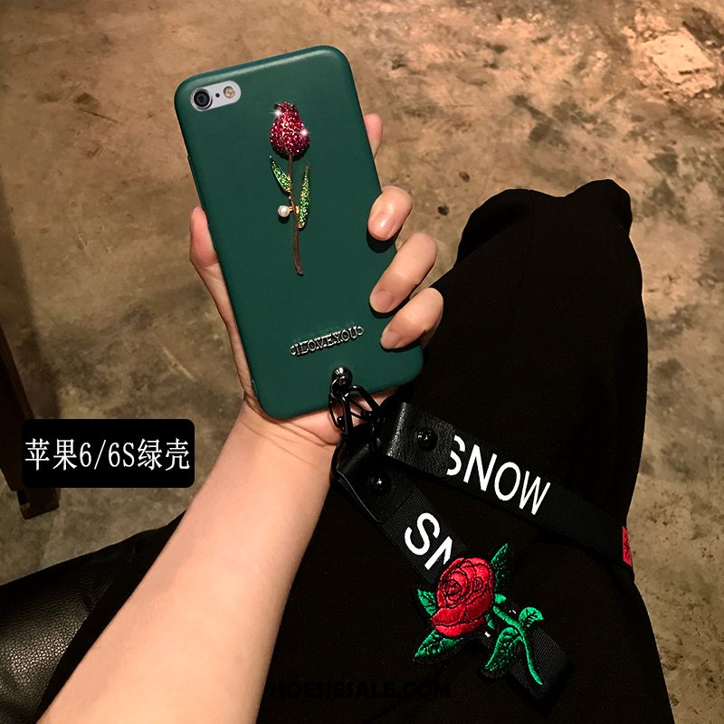 iPhone 6 / 6s Hoesje Siliconen Persoonlijk Rood Mode Bloemen Goedkoop
