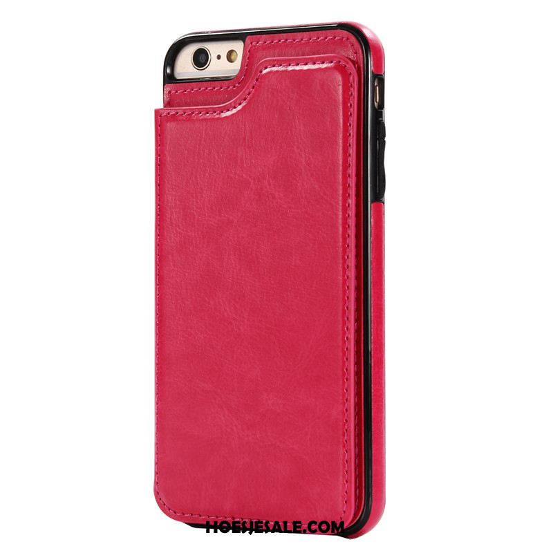 iPhone 6 / 6s Plus Hoesje Clamshell Kaart Mobiele Telefoon Leren Etui Rood Kopen