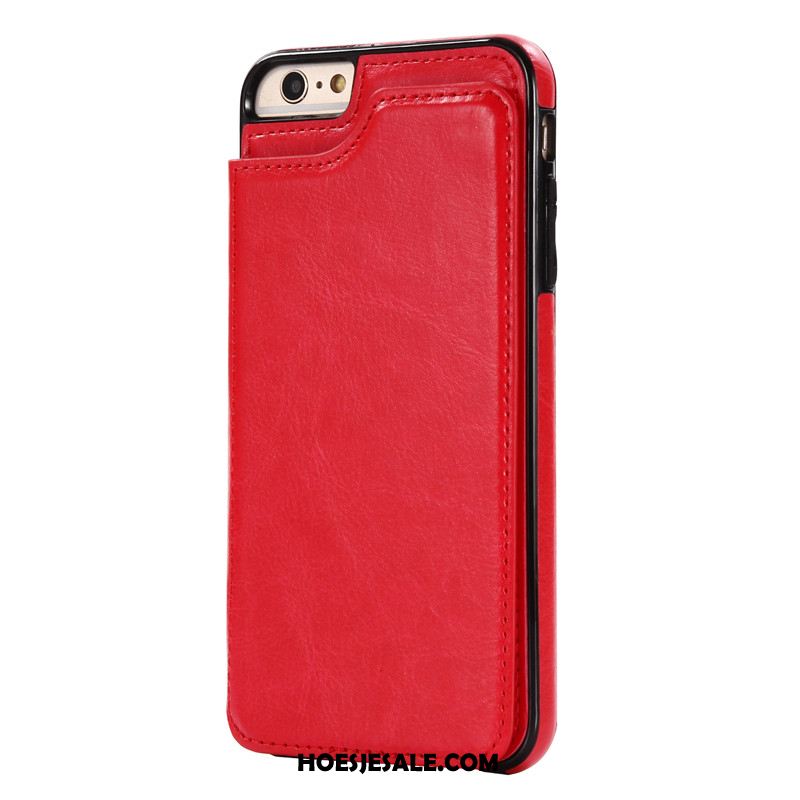 iPhone 6 / 6s Plus Hoesje Clamshell Kaart Mobiele Telefoon Leren Etui Rood Kopen