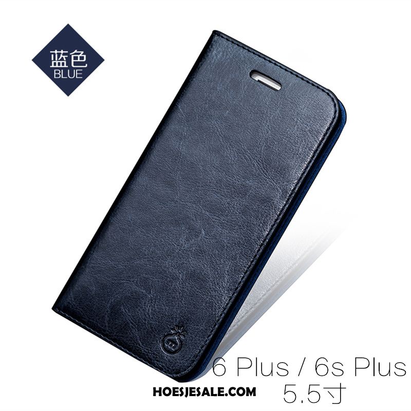 iPhone 6 / 6s Plus Hoesje Khaki Mobiele Telefoon Leren Etui Hoes Echt Leer Korting