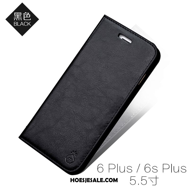 iPhone 6 / 6s Plus Hoesje Khaki Mobiele Telefoon Leren Etui Hoes Echt Leer Korting