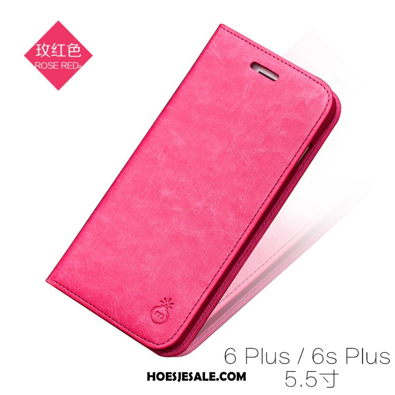 iPhone 6 / 6s Plus Hoesje Khaki Mobiele Telefoon Leren Etui Hoes Echt Leer Korting