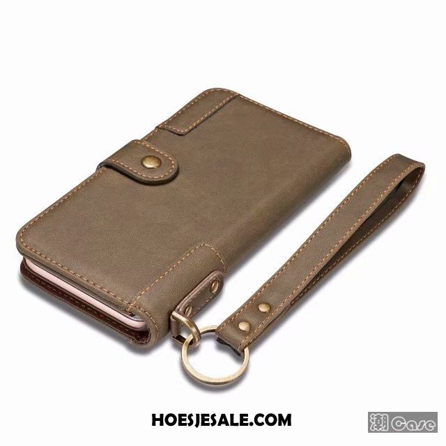 iPhone 6 / 6s Plus Hoesje Leer Leren Etui Echt Leer Khaki Hoes Winkel