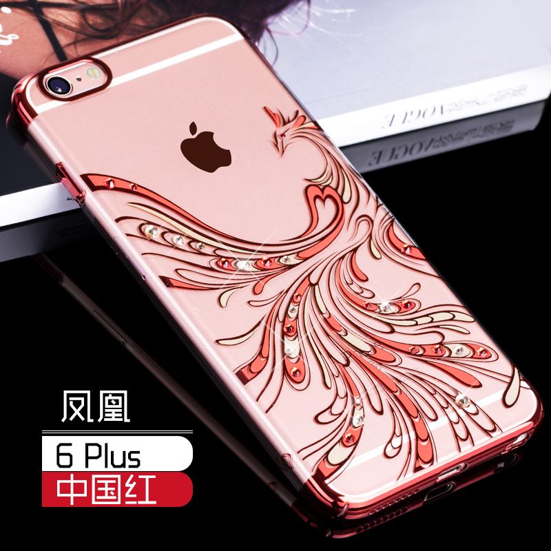 iPhone 6 / 6s Plus Hoesje Met Strass Hoes Goud Anti-fall Rood Korting