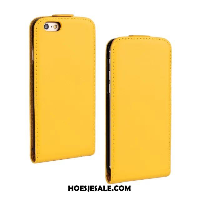 iPhone 6 / 6s Plus Hoesje Mobiele Telefoon Leren Etui Echt Leer Oranje Effen Kleur Korting