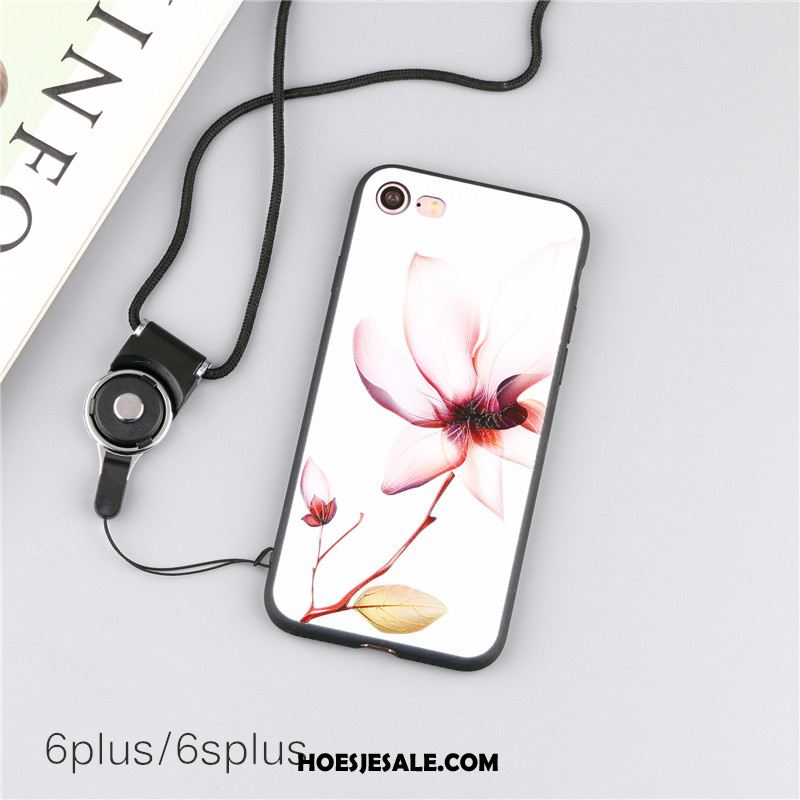 iPhone 6 / 6s Plus Hoesje Wit Hanger Anti-fall Zacht Bloemen Goedkoop