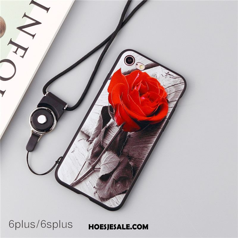 iPhone 6 / 6s Plus Hoesje Wit Hanger Anti-fall Zacht Bloemen Goedkoop