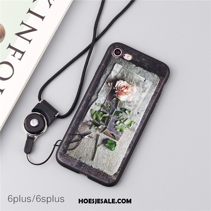 iPhone 6 / 6s Plus Hoesje Wit Hanger Anti-fall Zacht Bloemen Goedkoop